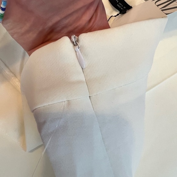 NWT ZARA NEW Ecru Womens Pants with Gold Chain Trousers Sz L - Picture 8 of 13